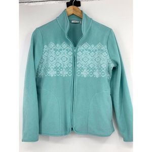 Women’s Embroidered Fleece Jacket Sz S full zip Croft and Barrow 1717 Mint Green